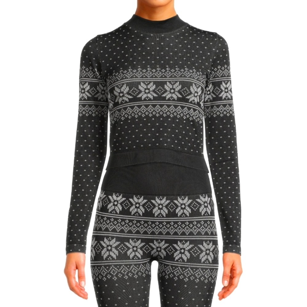 💚 5/$15 S, M or L Black soot womens seamless mock neck athletic top